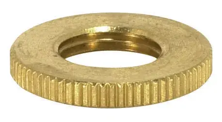 Brass Round Knurled Locknut - 3/4" Diameter - 1/8 IP - 3/32" Thick - Burnished And Lacquered