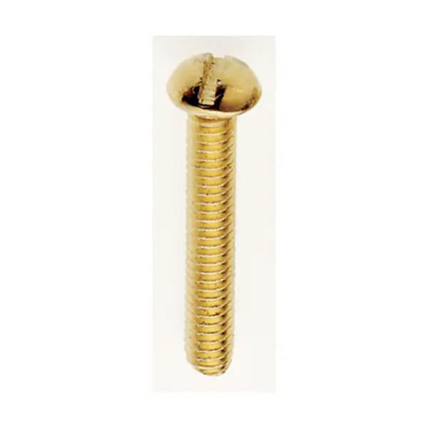 Steel Round Head Slotted Machine Screw - 8/32 - 1" Length - Brass Plated Finish