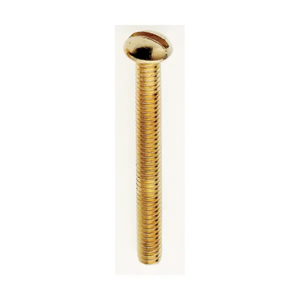 Steel Round Head Slotted Machine Screw - 8/32 - 1-1/2" Length - Brass Plated Finish