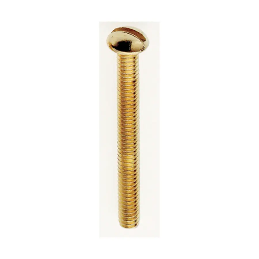 Steel Round Head Slotted Machine Screw - 8/32 - 1-1/2" Length - Brass Plated Finish