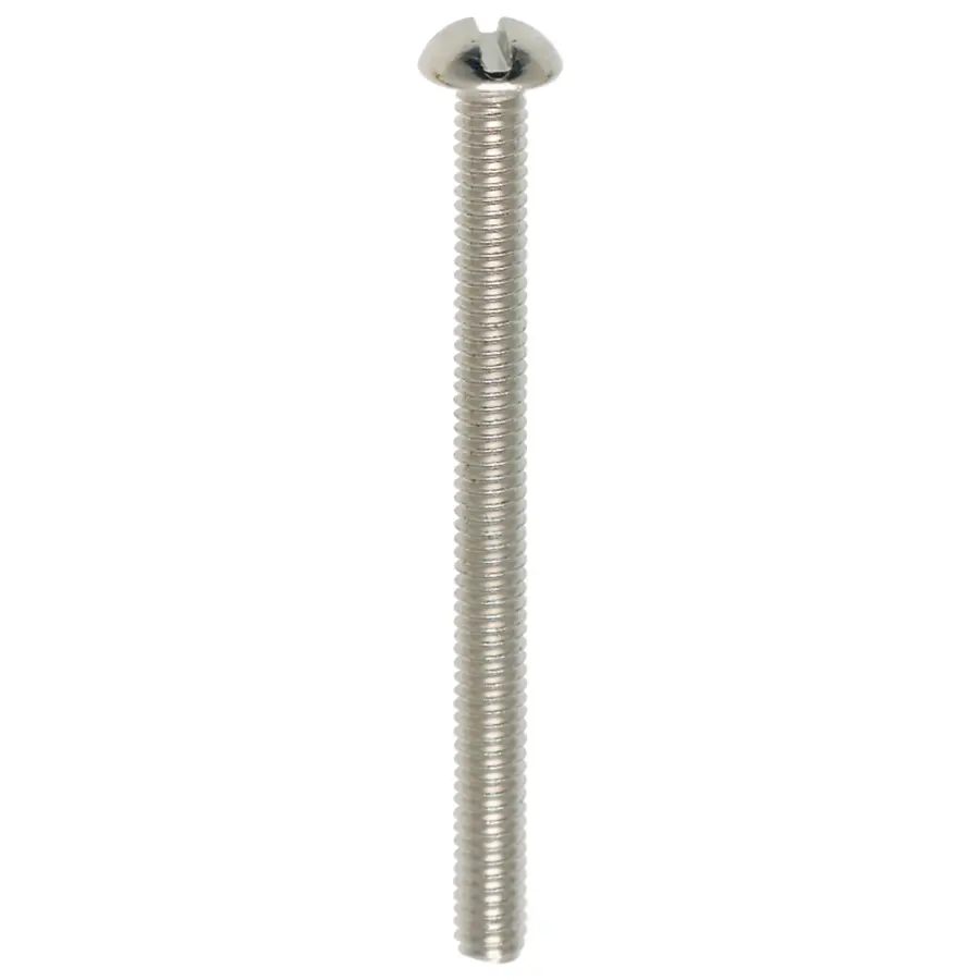 Steel Round Head Slotted Machine Screw - 8/32 - 2" Length - Nickel Plated Finish