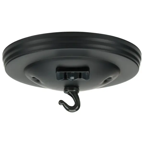 Canopy Kit With Convenience Outlet - Black Finish - 5" Diameter - 7/16" Center Hole - 2-8/32 Bar Holes - Includes Hardware - 10lbs Max
