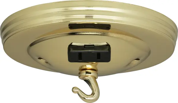 Canopy Kit With Convenience Outlet - Brass Finish - 5" Diameter - 7/16" Center Hole - 2-8/32 Bar Holes - Includes Hardware - 10lbs Max