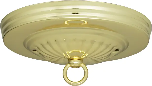 Ribbed Canopy Kit - Brass Finish - 5" Diameter - 7/16" Center Hole - 2-8/32 Bar Holes - Includes Hardware - 10lbs Max