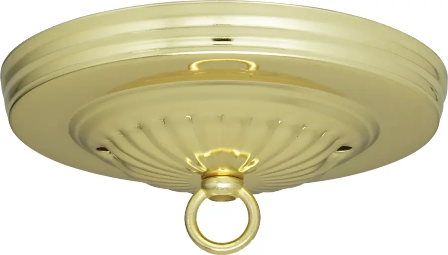 Ribbed Canopy Kit - Brass Finish - 5" Diameter - 7/16" Center Hole - 2-8/32 Bar Holes - Includes Hardware - 10lbs Max - Image 1
