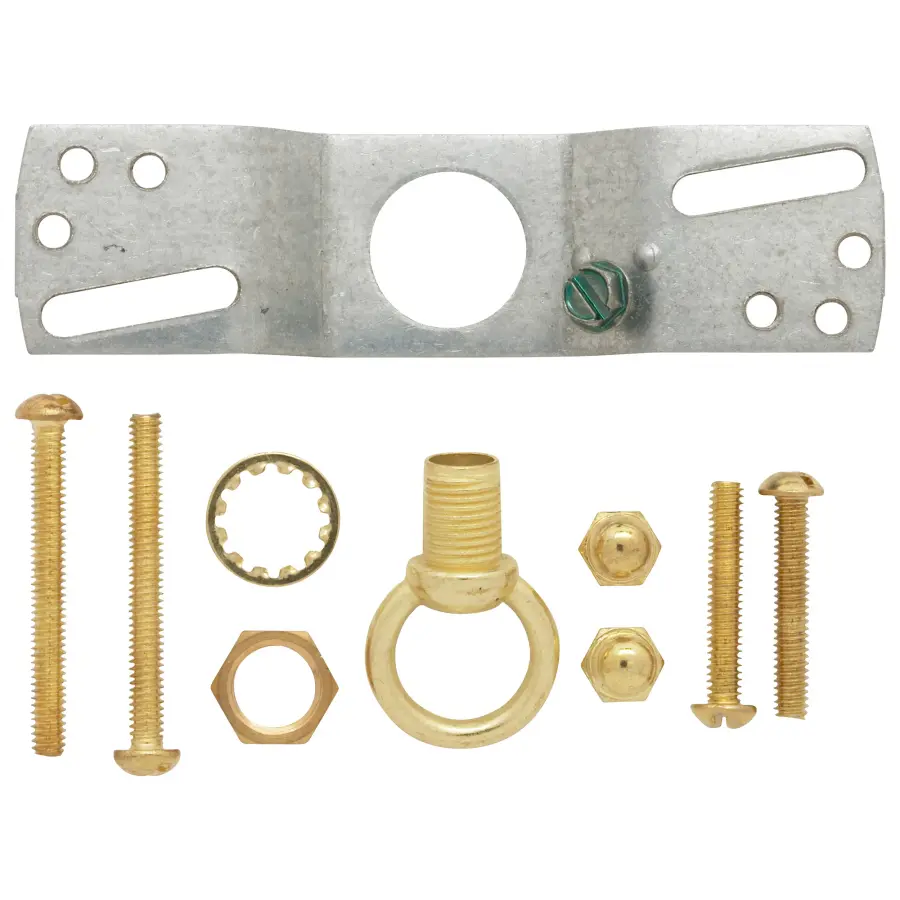 Ribbed Canopy Kit - Brass Finish - 5" Diameter - 7/16" Center Hole - 2-8/32 Bar Holes - Includes Hardware - 10lbs Max - Image 3