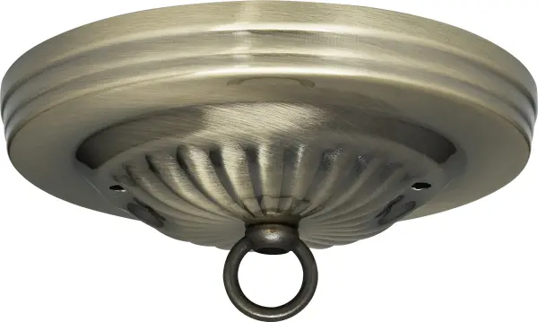 Ribbed Canopy Kit - Antique Brass Finish - 5" Diameter - 7/16" Center Hole - 2-8/32 Bar Holes - Includes Hardware - 10lbs Max