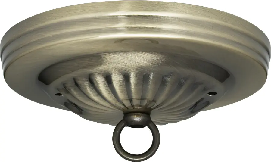 Ribbed Canopy Kit - Antique Brass Finish - 5" Diameter - 7/16" Center Hole - 2-8/32 Bar Holes - Includes Hardware - 10lbs Max - Image 1