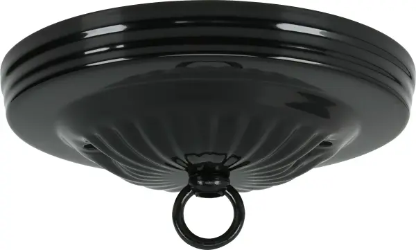Ribbed Canopy Kit - Black Finish - 5" Diameter - 7/16" Center Hole - 2-8/32 Bar Holes - Includes Hardware - 10lbs Max