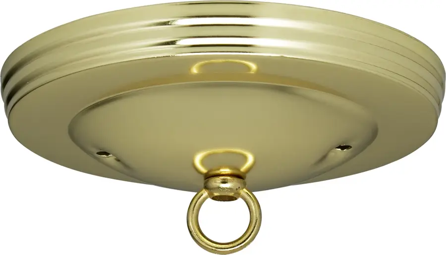 Standard Canopy Kit - Brass Finish - 5" Diameter - 7/16" Center Hole - 2-8/32 Bar Holes - Includes Hardware - 10lbs Max - Image 1