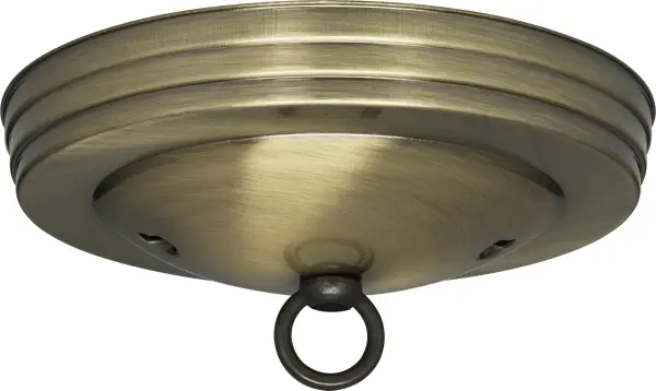 Standard Canopy Kit - Antique Brass Finish - 5" Diameter - 7/16" Center Hole - 2-8/32 Bar Holes - Includes Hardware - 10lbs Max