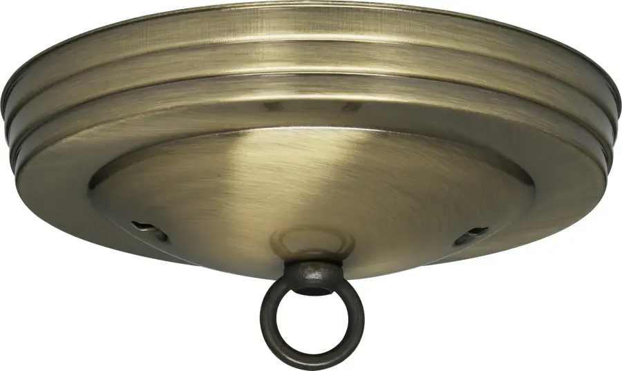 Standard Canopy Kit - Antique Brass Finish - 5" Diameter - 7/16" Center Hole - 2-8/32 Bar Holes - Includes Hardware - 10lbs Max - Image 1