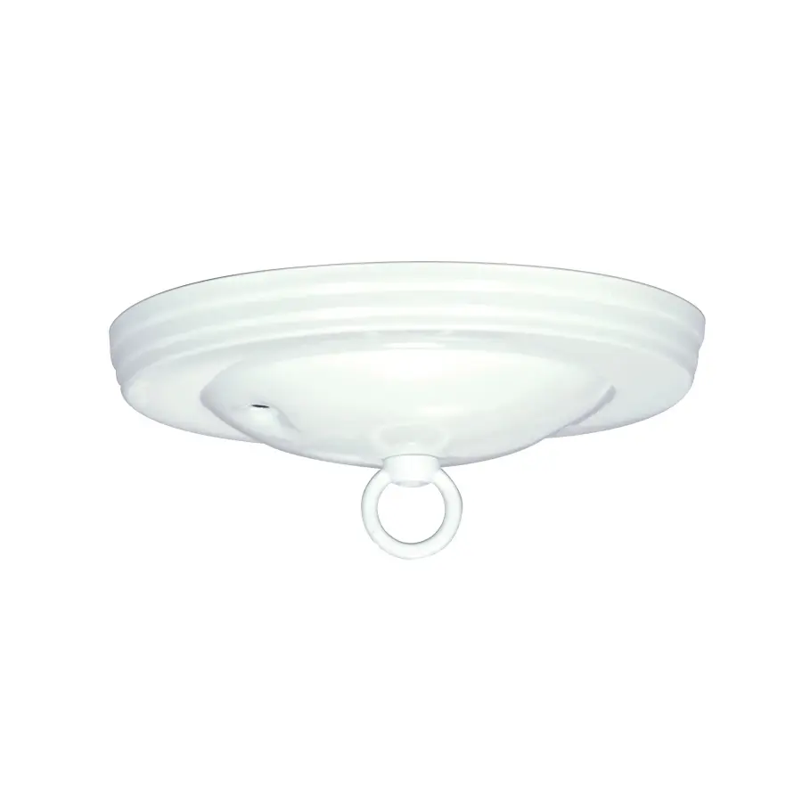 Standard Canopy Kit - White Finish - 5" Diameter - 7/16" Center Hole - 2-8/32 Bar Holes - Includes Hardware - 10lbs Max - Image 1