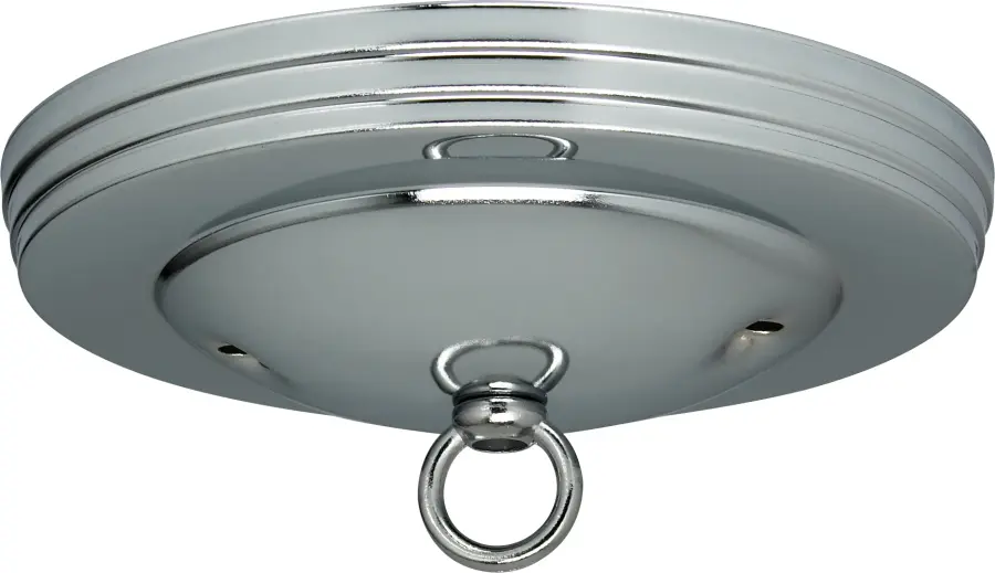 Standard Canopy Kit - Chrome Finish - 5" Diameter - 7/16" Center Hole - 2-8/32 Bar Holes - Includes Hardware - 10lbs Max - Image 1
