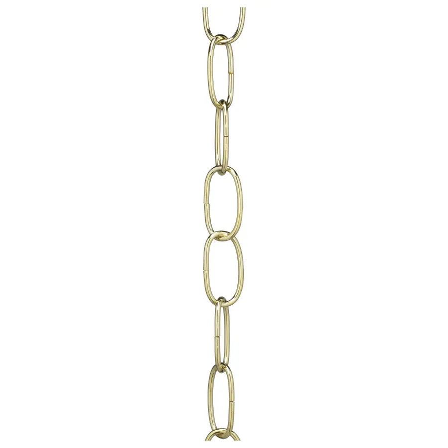 11 Gauge Chain - Brass Finish - 1-1/2" Link Length - 7/8" Link Width - 3/32" Thick - 1 Yard Length - 200 Yards/Carton - 15lbs Max