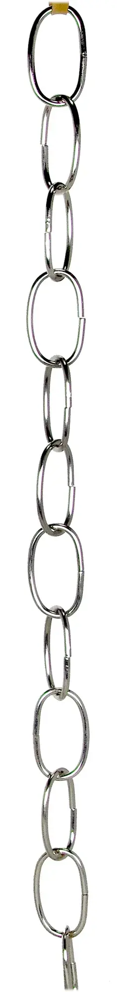 11 Gauge Chain - Nickel Finish - 1-1/2" Link Length - 7/8" Link Width - 3/32" Thick - 1 Yard Length - 200 Yards/Carton - 15lbs Max