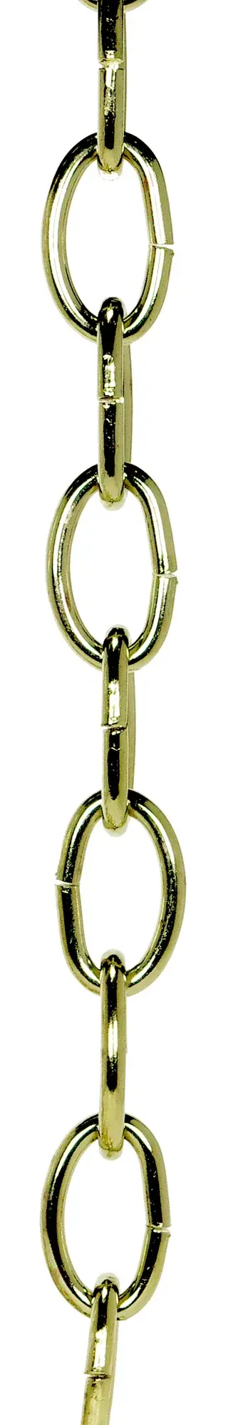 4 Gauge - Brass Finish - 1-3/4" Link Length - 1-1/8" Link Width - 1/4" Thick - 1 Yard Length - 50 Yards/Carton - 50lbs Max