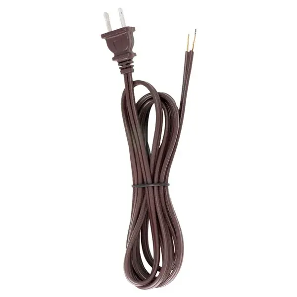 8 Foot 18/2 SPT-2 105C Cord Set - Brown Finish - 36" Hank - 200 Carton - Molded Polarized Plug - Tinned Tips 3/4" Strip With 2" Slit - Image 2