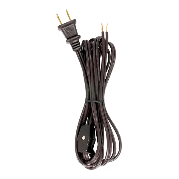 8 Ft. Cord Sets with Line Switches All Cord Sets - Molded Plug Tinned tips 3/4" Strip with 2" Slit Switch 24" From Free End 36" Hank - 200 Ctn - Image 1