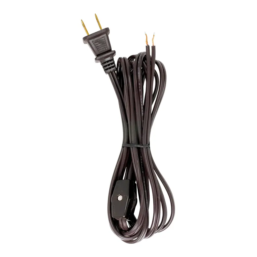 8 Ft. Cord Sets with Line Switches All Cord Sets - Molded Plug Tinned tips 3/4" Strip with 2" Slit Switch 24" From Free End 36" Hank - 200 Ctn - Image 1
