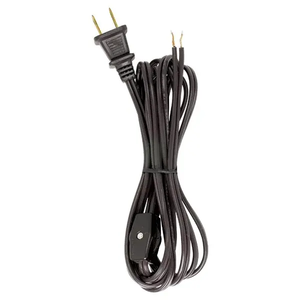 8 Ft. Cord Sets with Line Switches All Cord Sets - Molded Plug Tinned tips 3/4" Strip with 2" Slit Switch 24" From Free End 36" Hank - 200 Ctn - Image 2