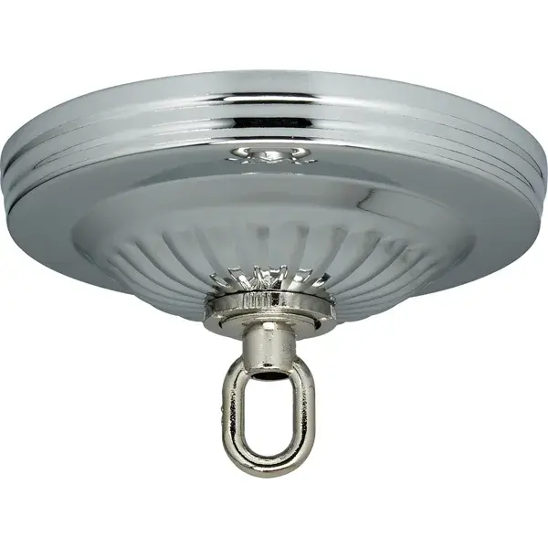 Ribbed Canopy Hanger Kit - Chrome Finish - 5" Diameter - 1-1/16" Center Hole - 1 Yard 8 Gauge Chain - Includes Hardware - 25lbs Max