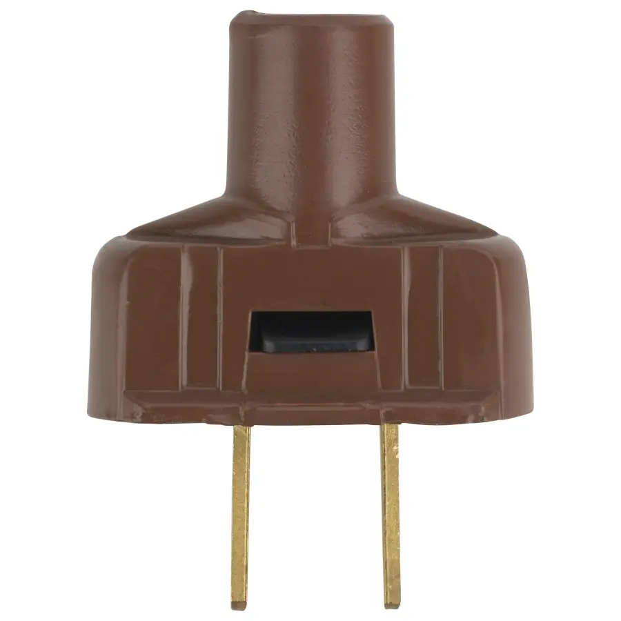 Attachment Plug With Terminal Screws - Brown Finish - Non Polarized - 18/2-SVT Round Wire - 15A - 125V - Image 1