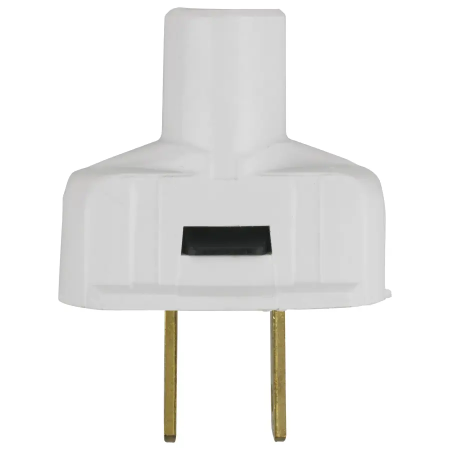 Attachment Plug With Terminal Screws - White Finish - Non Polarized - 18/2-SVT Round Wire - 15A - 125V - Image 1