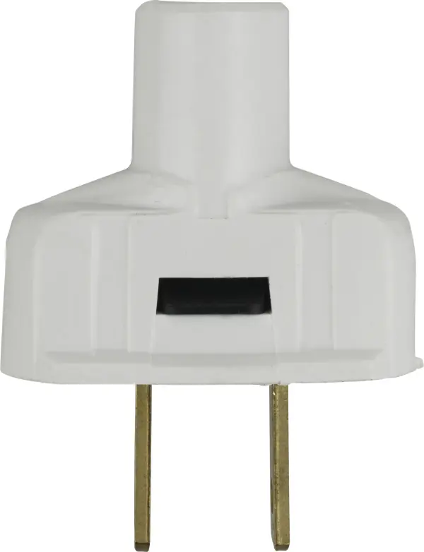 Attachment Plug With Terminal Screws - White Finish - Non Polarized - 18/2-SVT Round Wire - 15A - 125V - alternate view