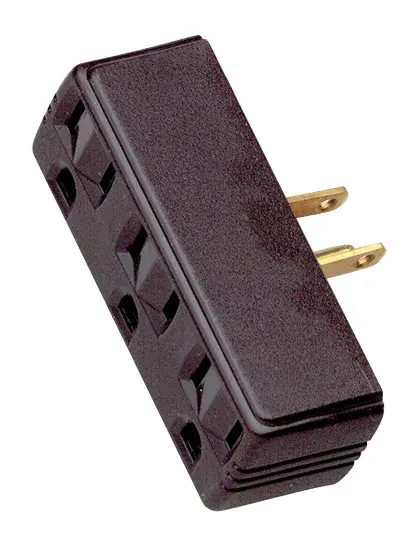 Single To Triple Adapter - Brown Finish - Polarized - 15A - 125V