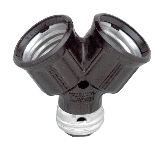 Single to Twin Lampholder - Brown Finish - 2-3/4" Overall Height - 2" Extension - 660W Max - 250V Total