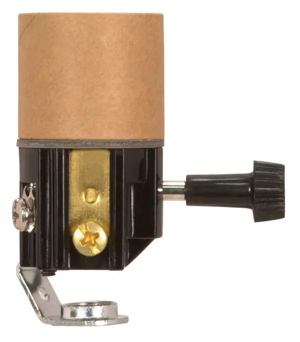 Turn Knob Socket With Paper Liner - 2" Height - On-Off Turn Knob - Screw Terminals - 1/8 IP - Inside Extrusion - 250W - 250V