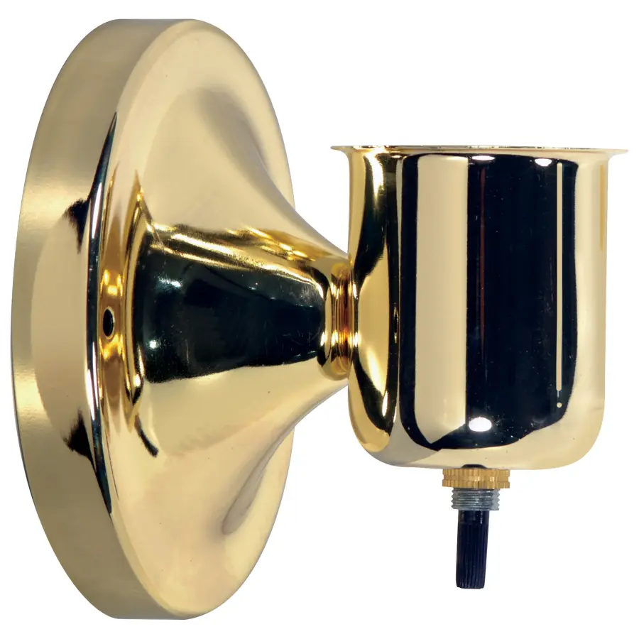 1-5/8" Wired Wall Bracket With Bottom Turn Knob Switch - Brass Finish - Includes Hardware - 60W Max