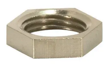 Brass Hexagon Locknut - 1/8 IP - 1/2" Hexagon - 1/8" Thick - Nickel Plated Finish