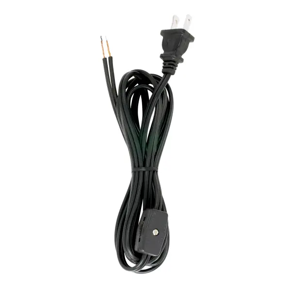 8 Ft. Cord Sets with Line Switches All Cord Sets - Molded Plug Tinned tips 3/4" Strip with 2" Slit Switch 24" From Free End 36" Hank - 200 Ctn
