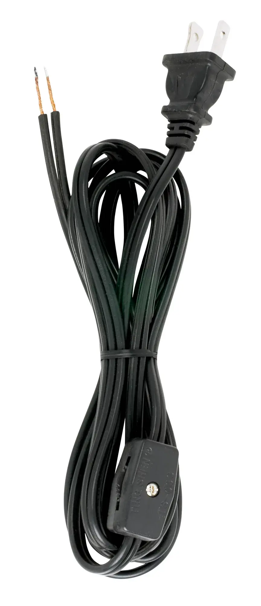 8 Ft. Cord Sets with Line Switches All Cord Sets - Molded Plug Tinned tips 3/4" Strip with 2" Slit Switch 24" From Free End 36" Hank - 200 Ctn - Image 2