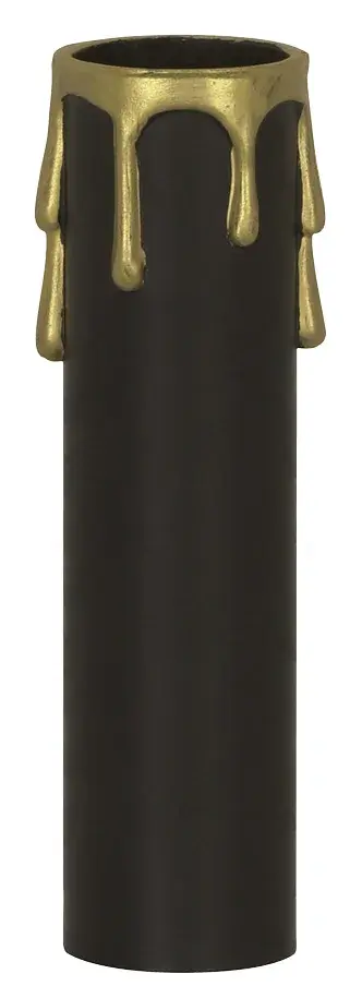 Plastic Drip Candle Cover - Black Plastic With Gold Drip - 1-13/16" Inside Diameter - 1-1/4" Outside Diameter - 2" Height