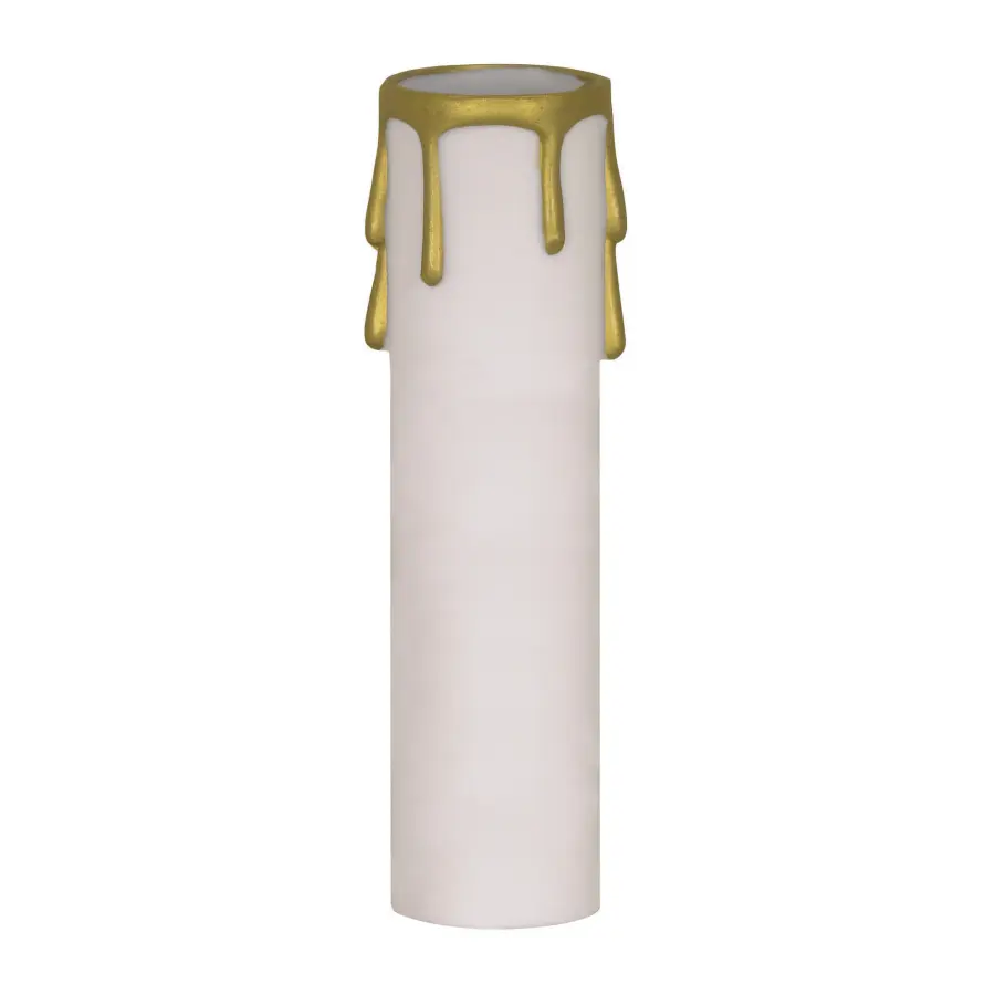 Plastic Drip Candle Cover - White Plastic With Gold Drip - 1-13/16" Inside Diameter - 1-1/4" Outside Diameter - 2" Height
