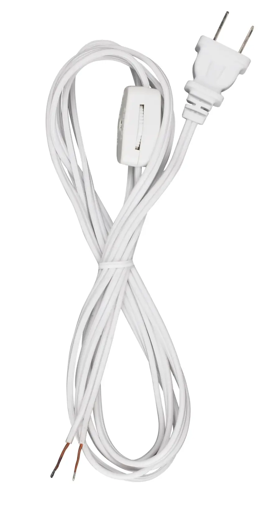 Heavy Duty Cord Set 18/3 SJT -105C 3 Prong Molded Plug Stripped & Slit10ft. White - 50 Ctn