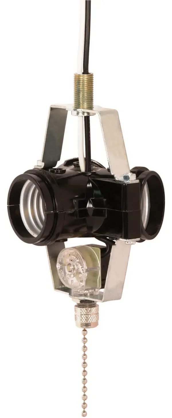 3-Light Cluster Socket - On-Off Nickel Pull Chain - 8" AWM B/W Leads 105C - 660W - 250V