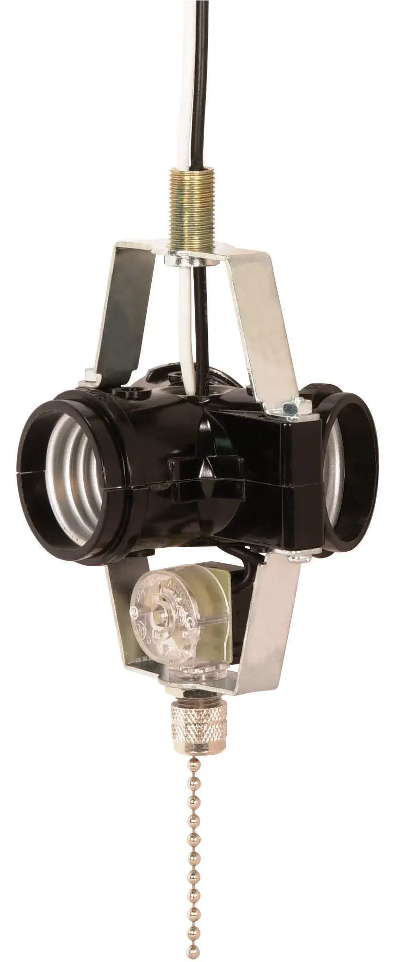 3-Light Cluster Socket - On-Off Nickel Pull Chain - 8" AWM B/W Leads 105C - 660W - 250V