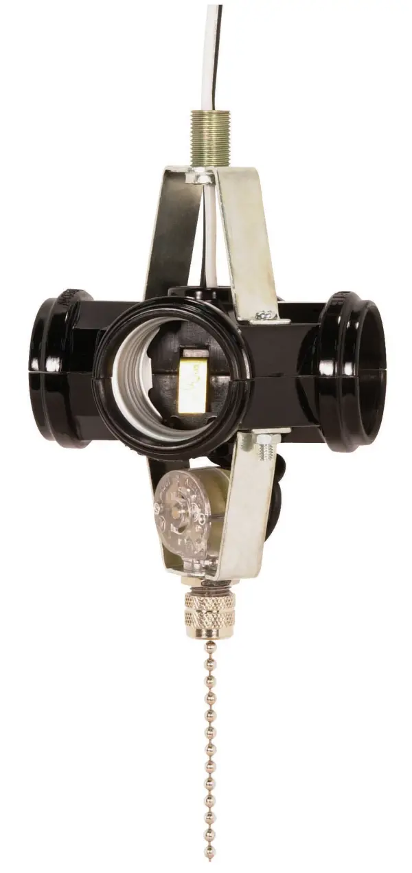 4-Light Cluster Socket - On-Off Nickel Pull Chain - 7" AWM B/W Leads 105C - 660W - 250V