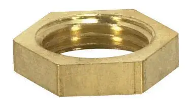 Brass Hexagon Locknut - 1/8 IP - 1/2" Hexagon - 1/8" Thick - Unfinished