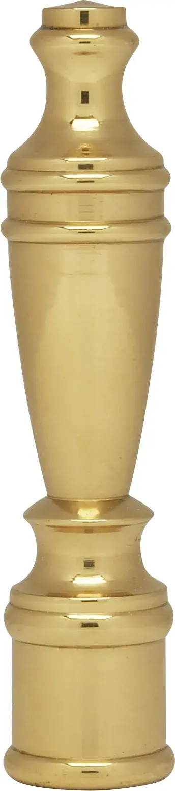 Large Spindle Finial - 2-3/8" Height - 1/4-27 - Polished Brass Finish - alternate view
