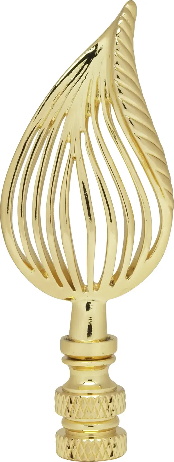 Leaf Brass Finial - 3-1/2" Height - 1/4-27 - Polished Brass Finish - Image 2
