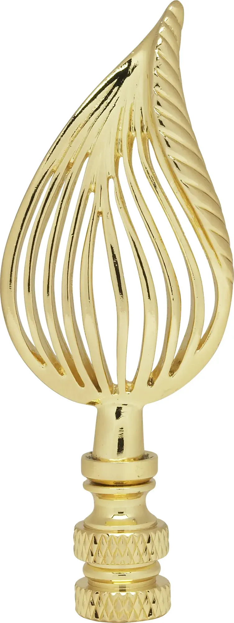 Leaf Brass Finial - 3-1/2" Height - 1/4-27 - Polished Brass Finish - Image 2