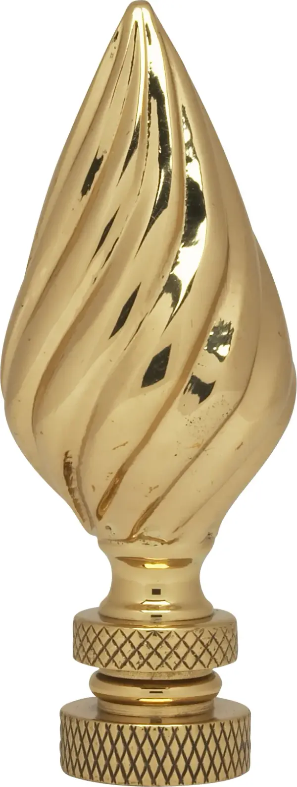 Flame Ribbed Brass Finial - 2-3/4" Height - 1/4-27 - Polished Brass Finish - Image 2