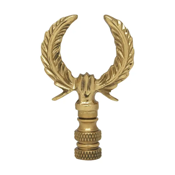 U-Shaped Leaf Brass Finial - 2-3/4" Height - 1/4-27 - Polished Brass Finish - Image 1