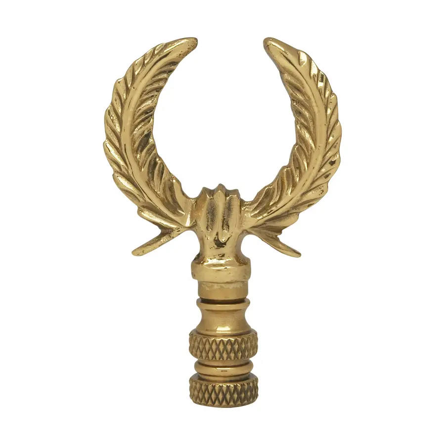 U-Shaped Leaf Brass Finial - 2-3/4" Height - 1/4-27 - Polished Brass Finish - Image 1