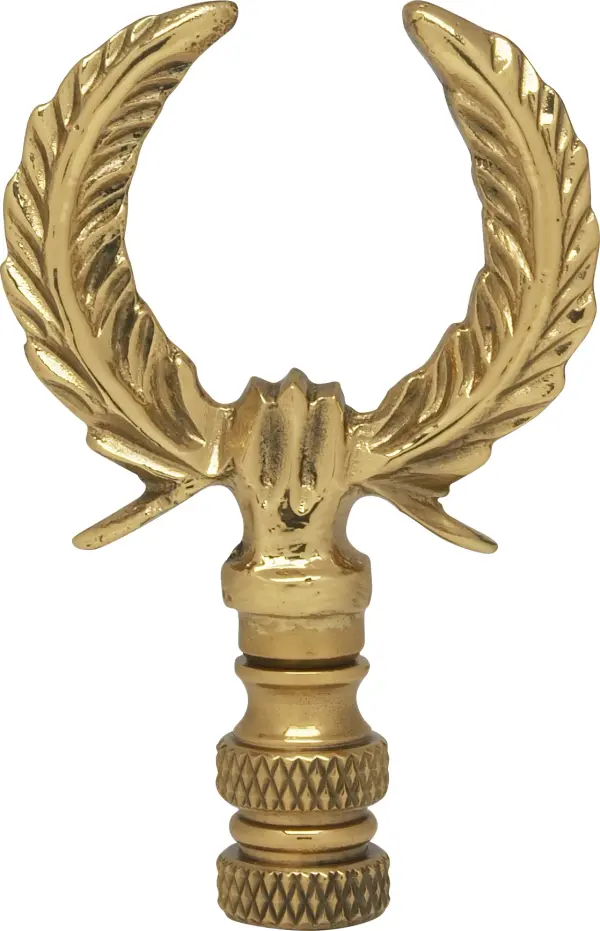 U-Shaped Leaf Brass Finial - 2-3/4" Height - 1/4-27 - Polished Brass Finish - Image 2